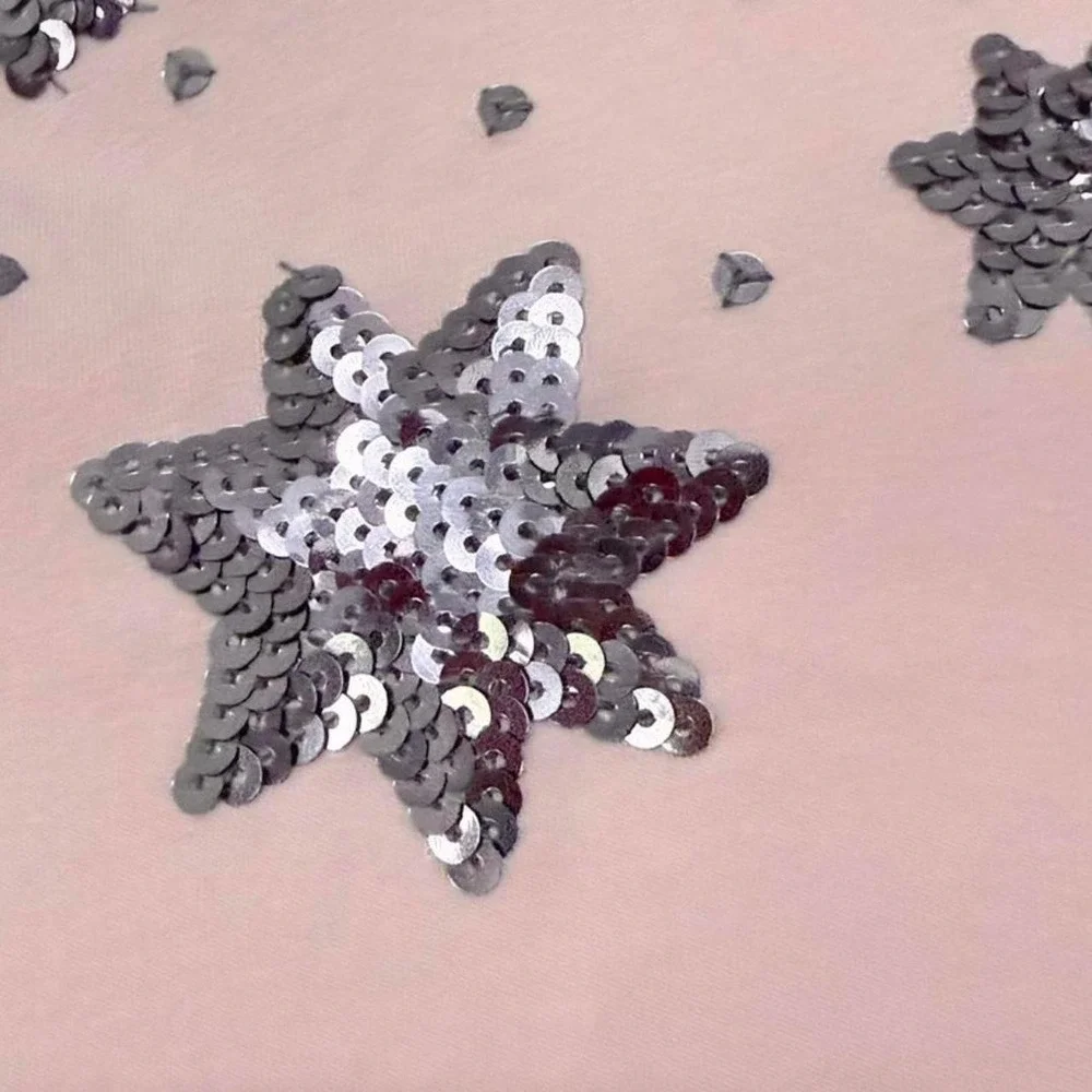 Leigh Tucker Willow Girls Pink Sequin Star Tutu Dress Long Sleeve Size 8-9 Years